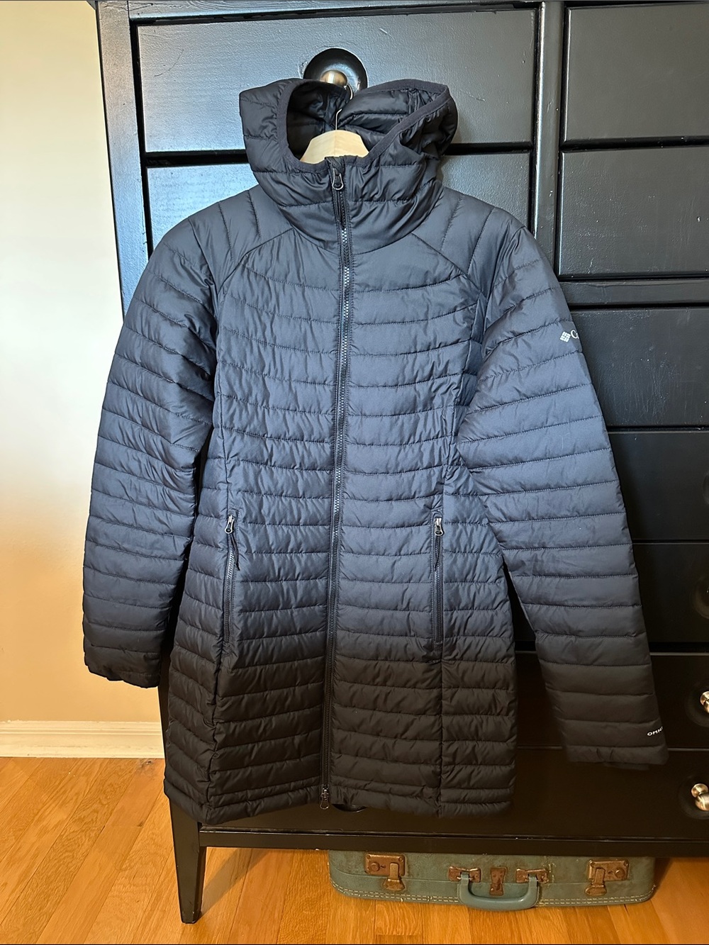 Columbia cold weather hooded long insulated jacket